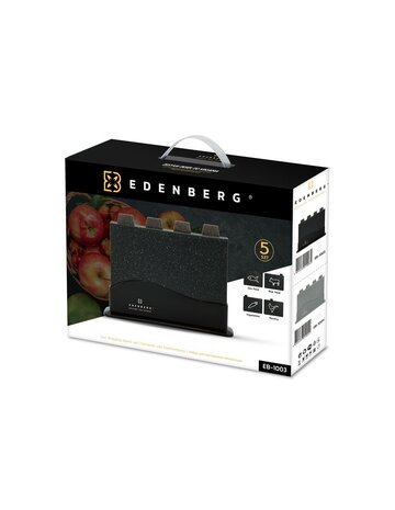 Ed&euml;nb&euml;rg EB-1003 Black Line - Snijplank - Snijplankenset met Houder - 5 Stuks - 30cm x 20cm x 1cm