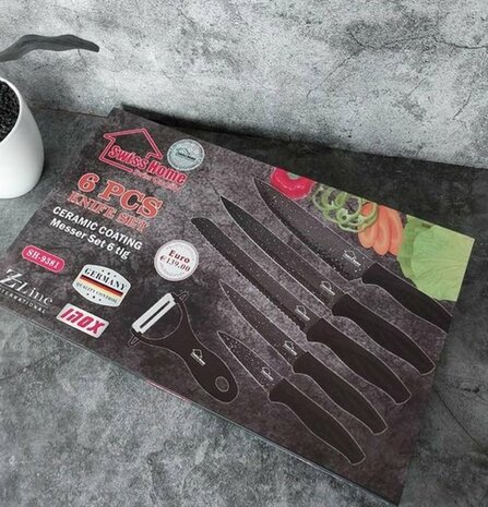 Swiss Home SH-9381 messenset - Keramische Non Stick Coating - 6 delig - Zwart